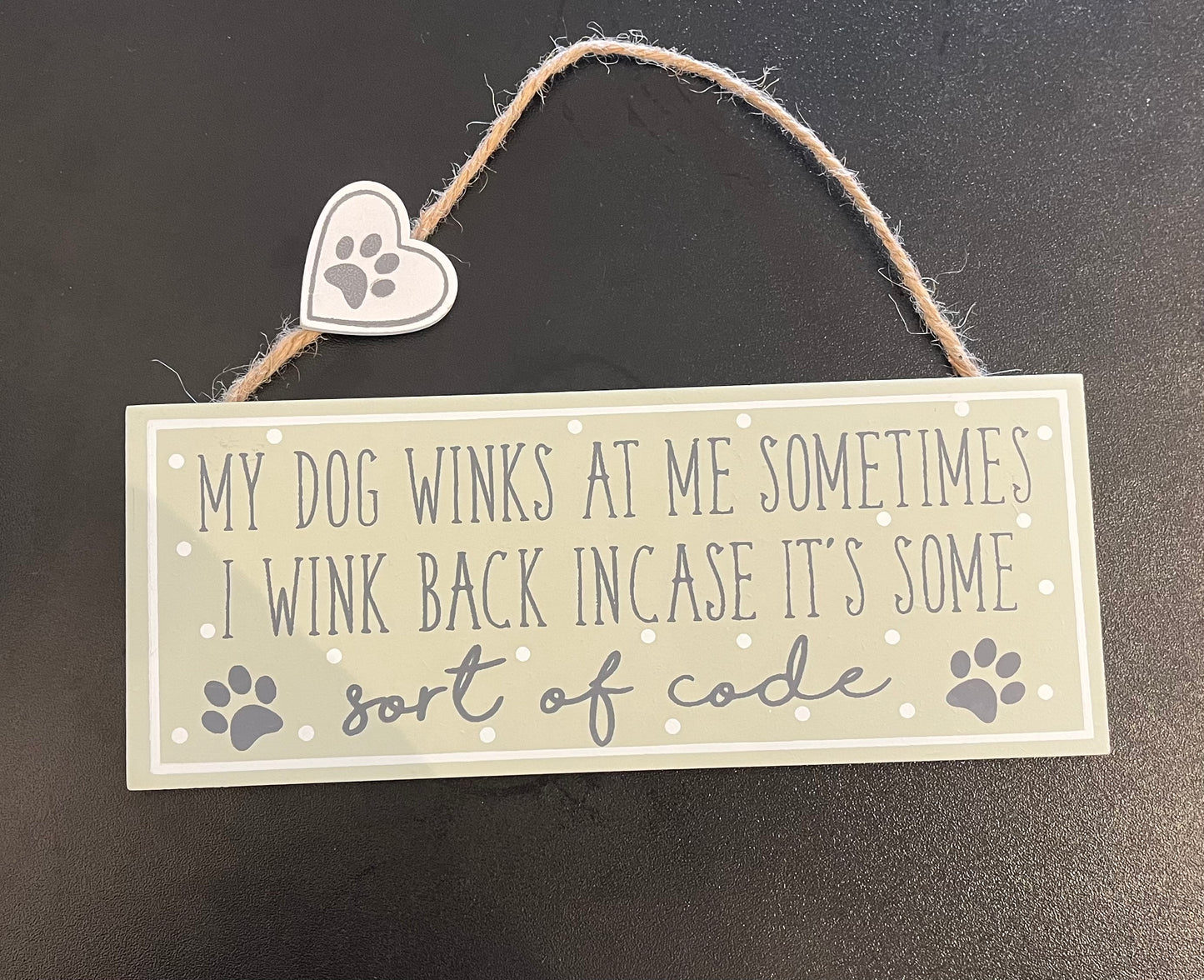 "My dog winks at me sometimes, I wink back incase its some sort of code" Langs Sign