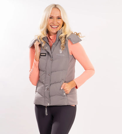 Grey & Silver Puffer Hooded Gilet