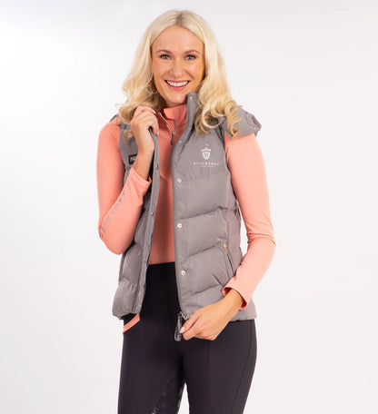 Grey & Silver Puffer Hooded Gilet